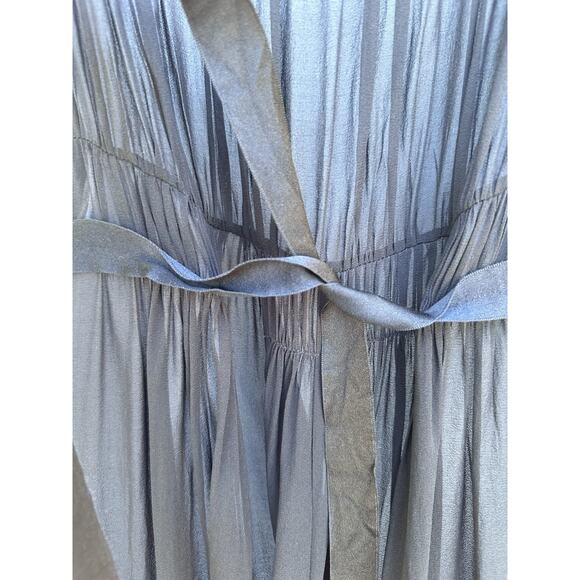 Theory Black Silk Chiffon Sheer pleated dress SZ 6 LBD Minimalist Quiet Luxury - Picture 13 of 16